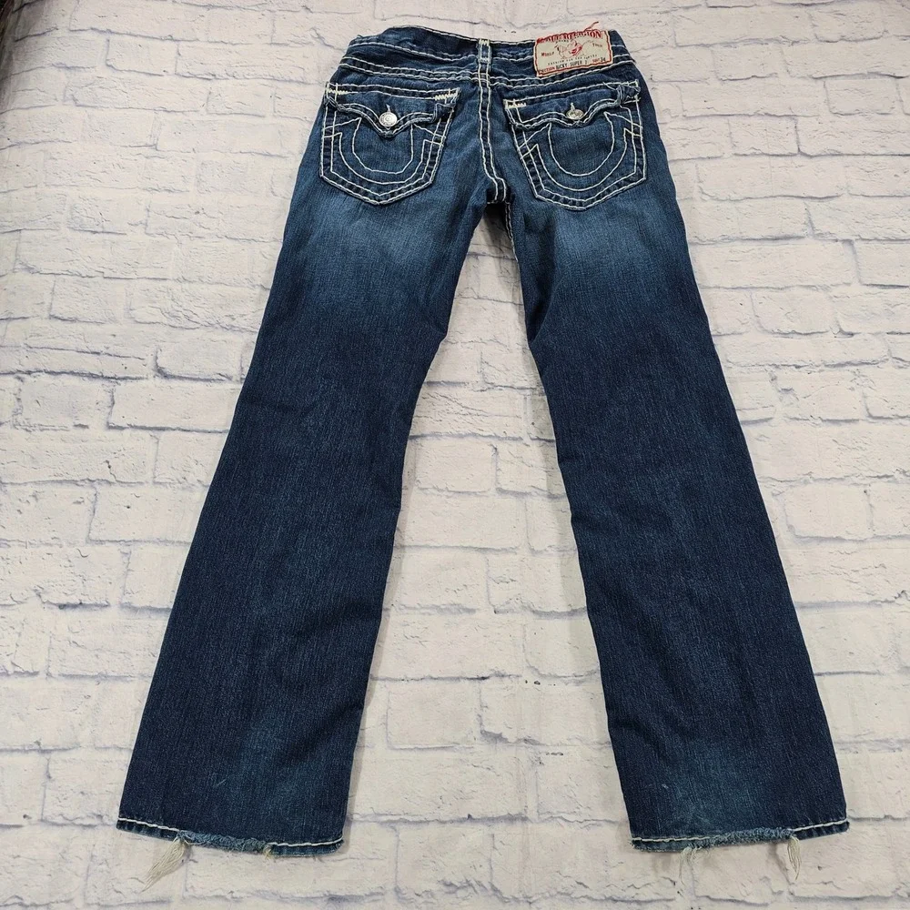 True Religion Ricky Super T Jeans Mens 33X33 Blue Contrast Stitch Y2K Made USA